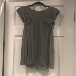 Gray superlips ruffle top